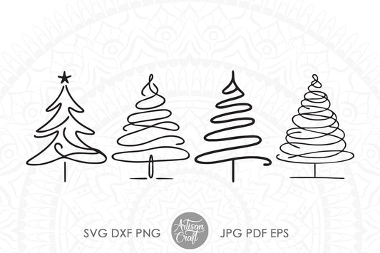 Abstract Christmas trees SVG cut files | Christmas doodles