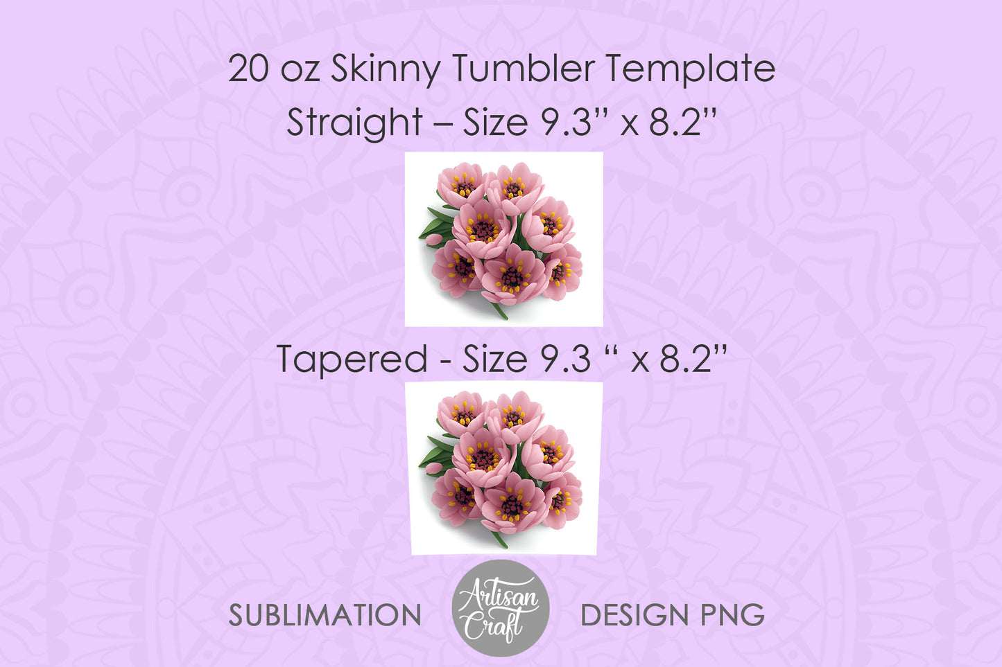 3D Pink Flowers, 20oz Skinny Tumbler