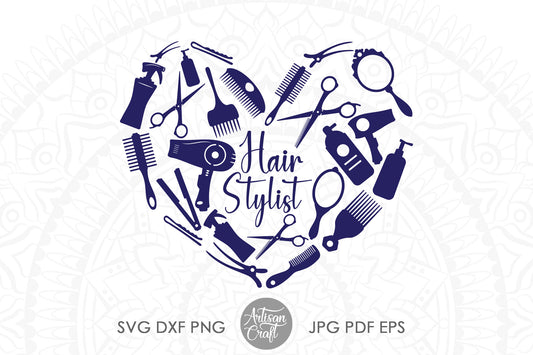 Hair Stylist Heart with hair styling tools