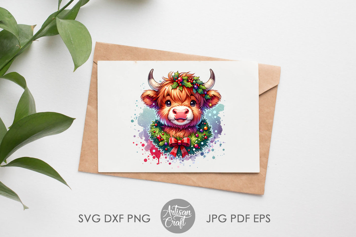 Christmas Highland Cow | Clipart | PNG | Sublimation