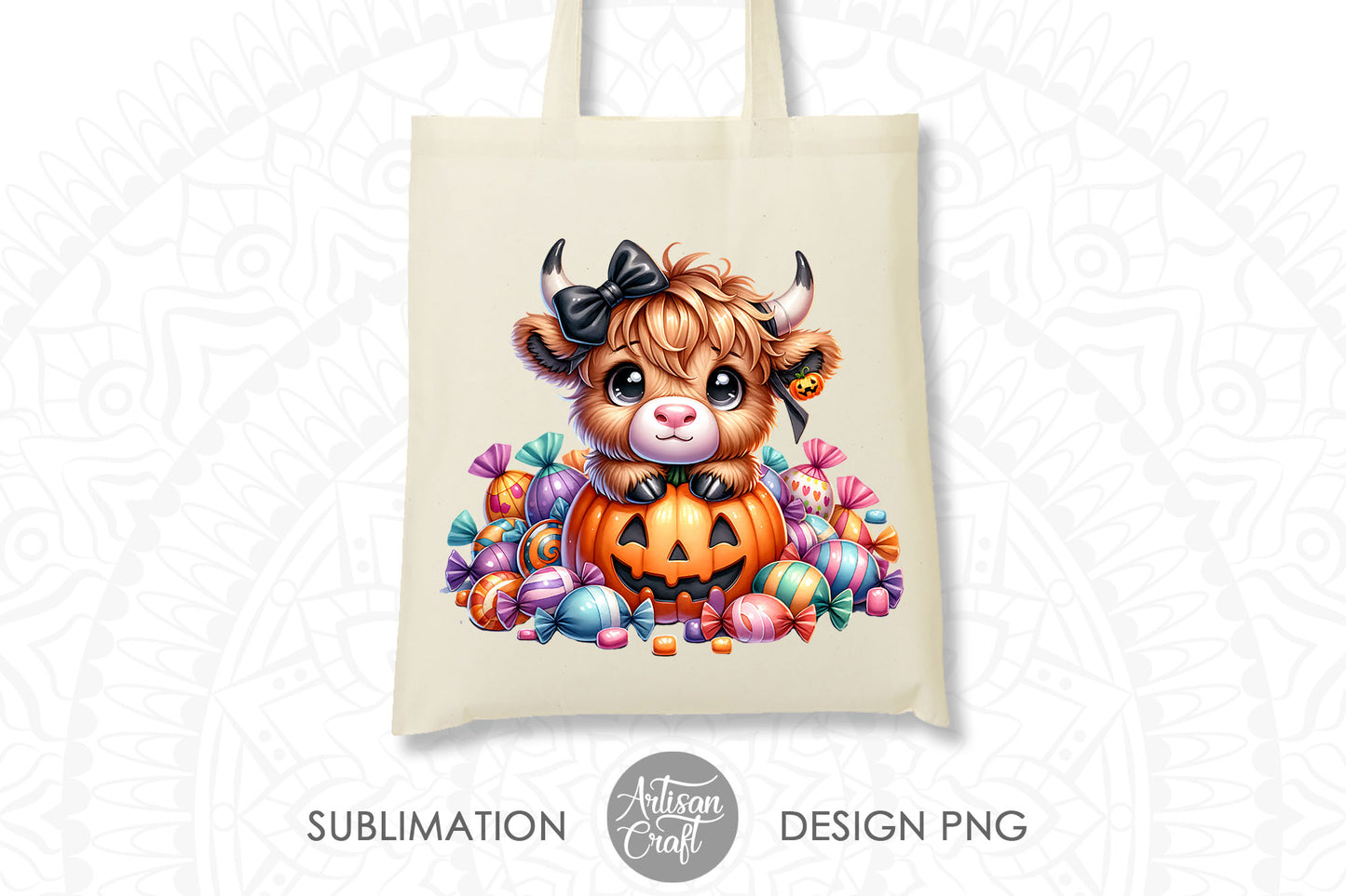 Halloween Baby Highland Cow Clipart