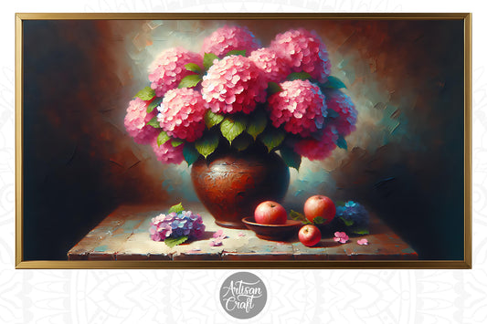 Pink Hydrangea flowers Frame TV art