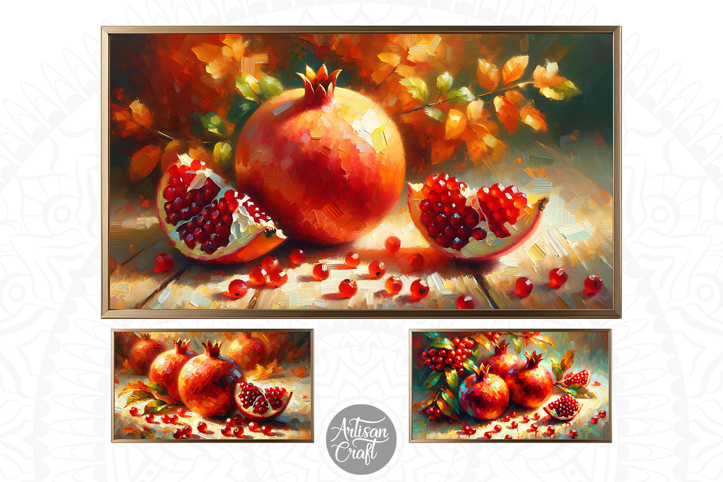 Pomegranate Frame TV art still life oil painting