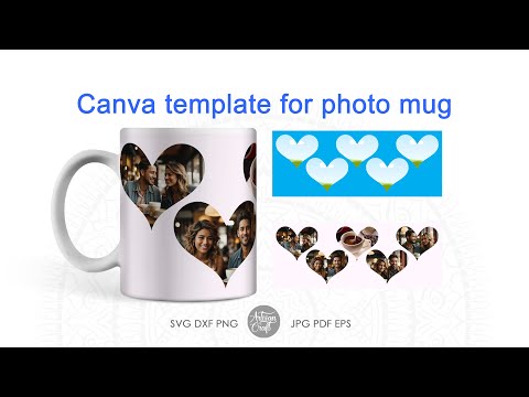 Canva Mug Template, Heart Photo Mug, Canva Frames, 11oz mug