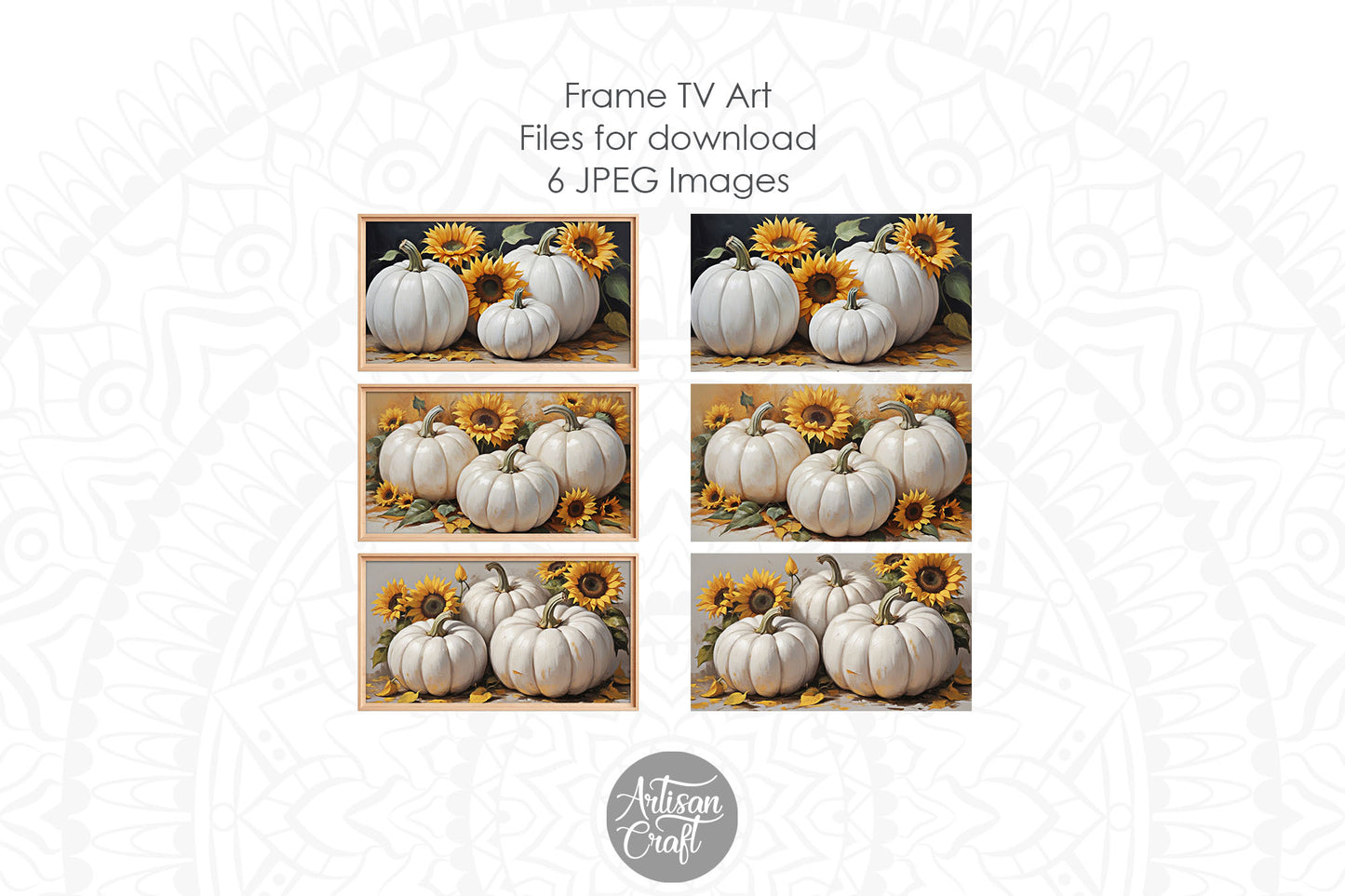 Pumpkins with sunflowers frame TV art, Frame TV art