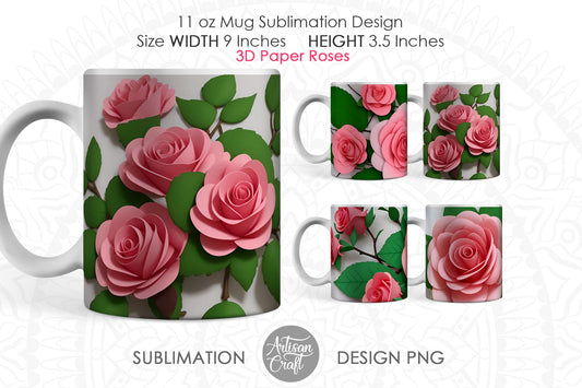 3D Roses, 3D mug wrap PNG