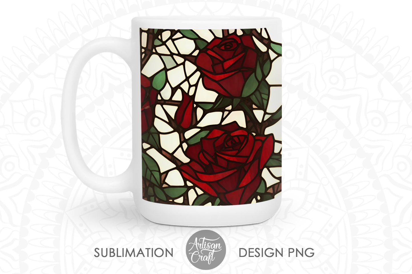 Stained glass roses for 15oz mug sublimation