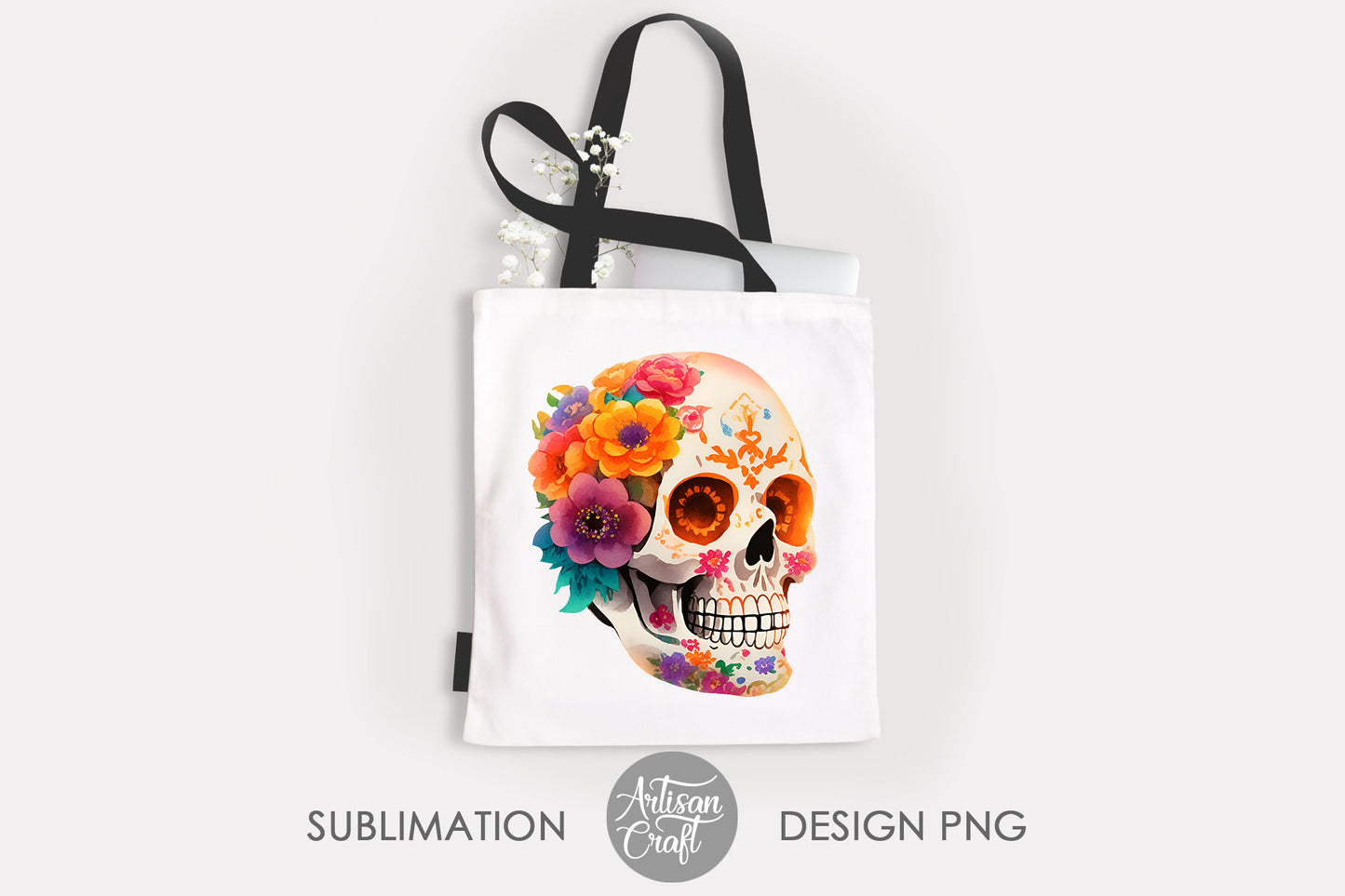 Sugar skull PNG file for sublimation