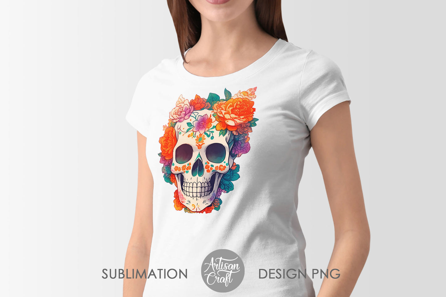 Sugar skull PNG file for sublimation