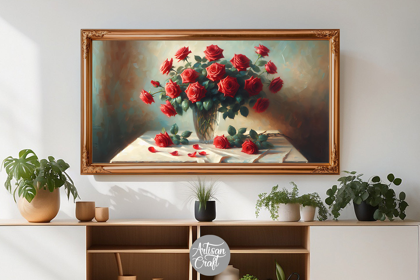 Rose in glass vase Frame TV art