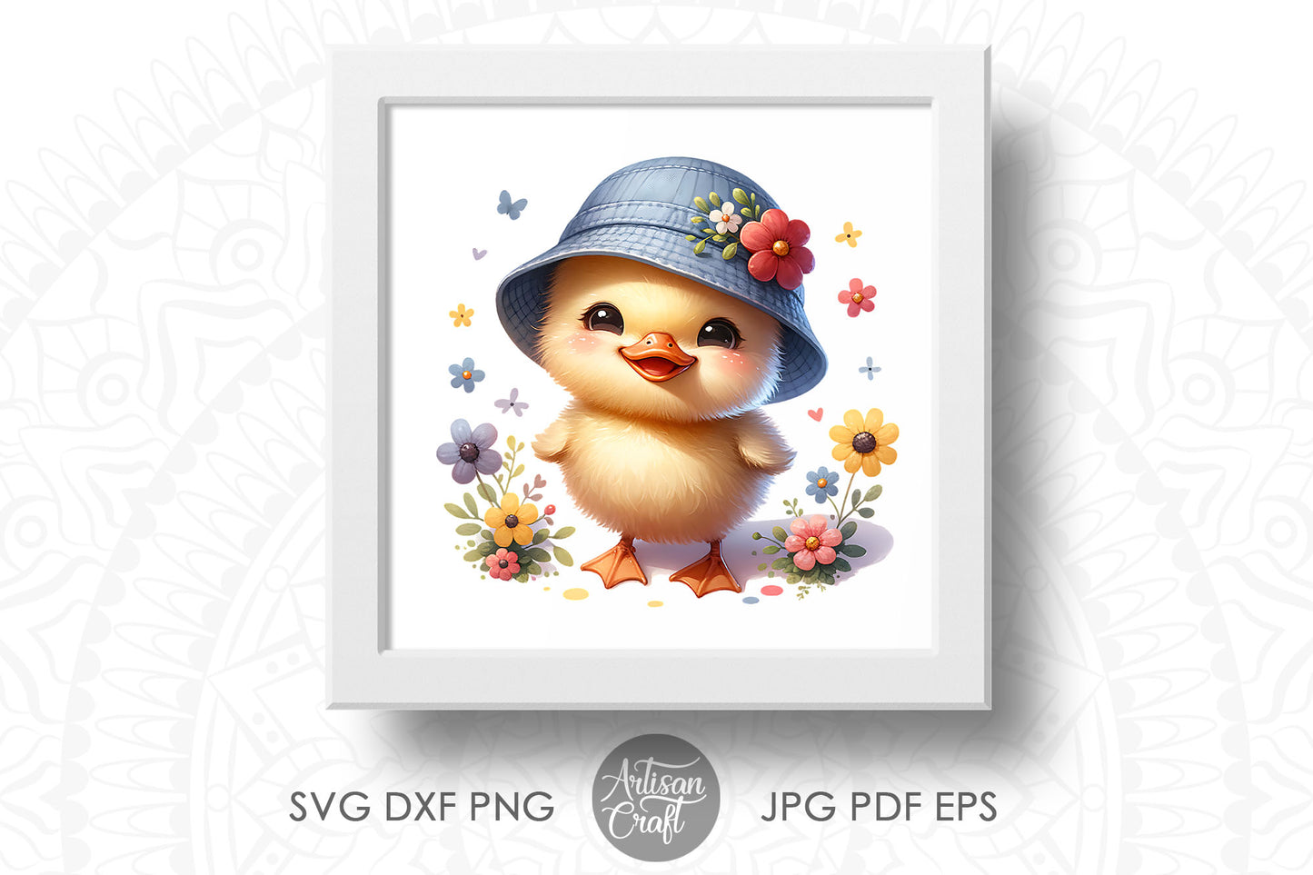 Watercolor duckling clipart wearing hats