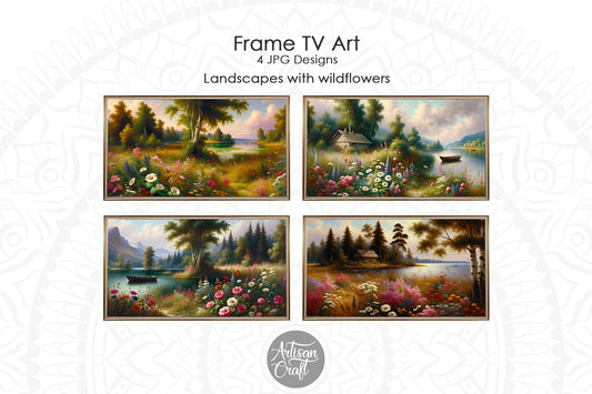 Wildflower Frame TV art ,4 paintings