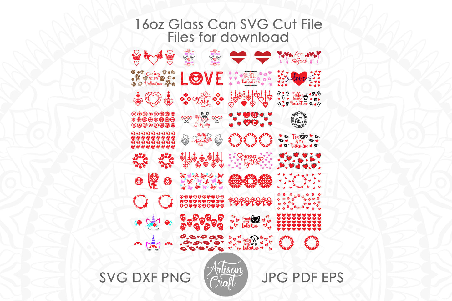 Valentines Can Glass Wrap SVG bundle