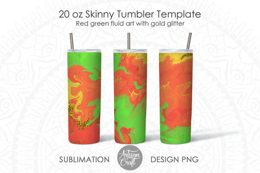 20oz skinny tumbler design in green and red