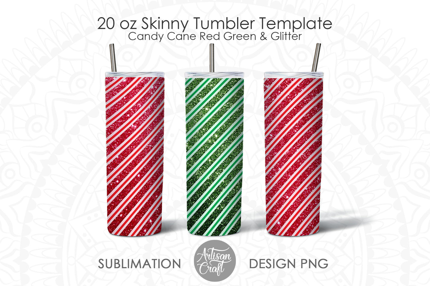 Candy cane stripe Tumbler sublimation