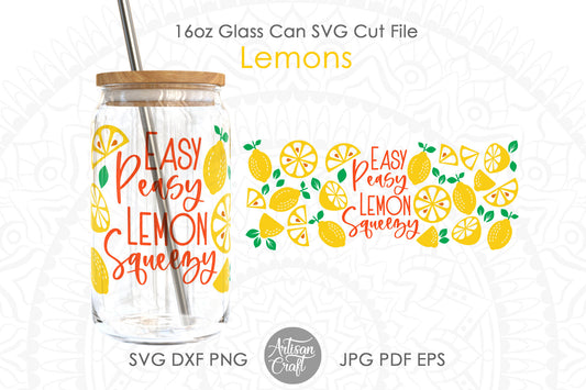16oz Glass can SVG with lemons