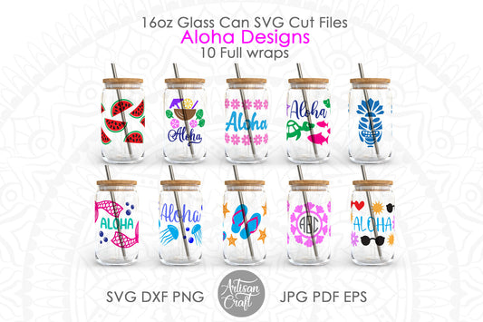 Aloha SVG for 16oz glass can