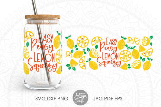 16oz Glass can SVG with lemons