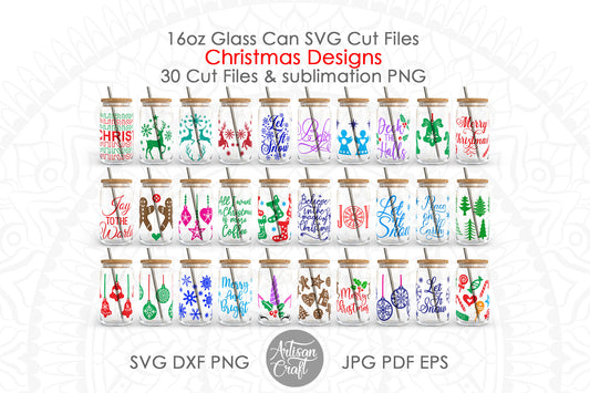 Christmas Can Glass, SVG cut files