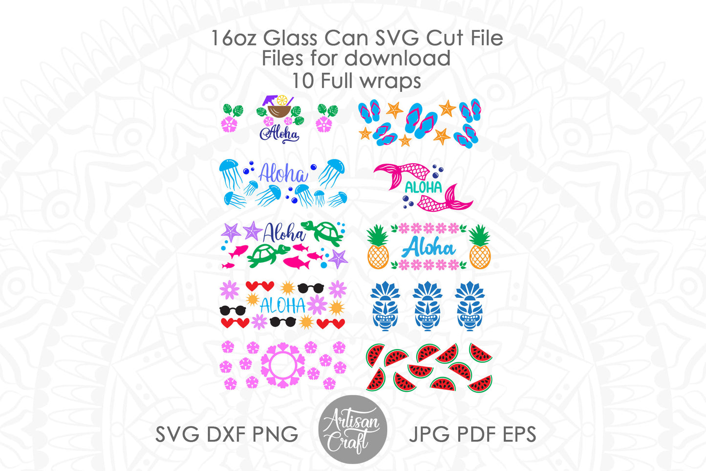 Aloha SVG for 16oz glass can