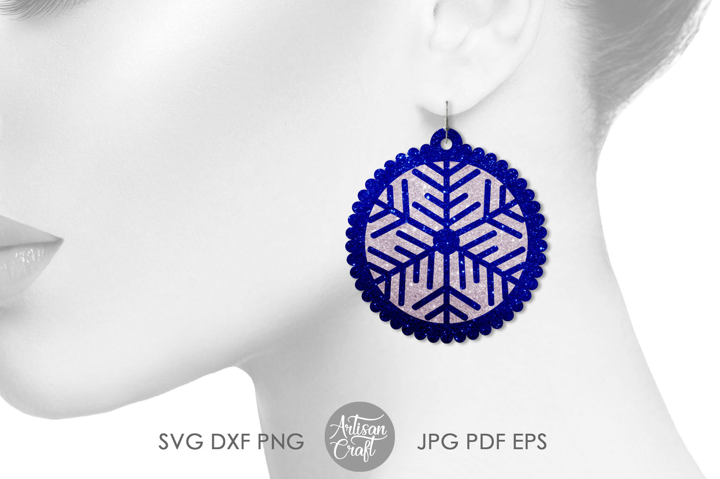 Snowflake earrings SVG making lase cut jewelry for Christmas