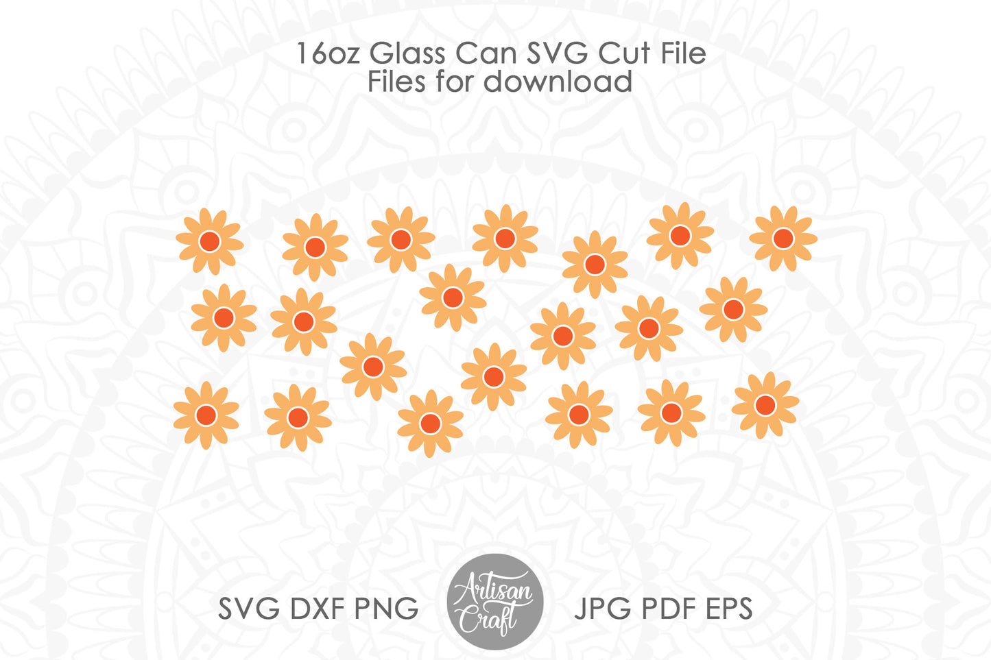 Floral beer can glass, daisy flower SVG for 16oz can glass