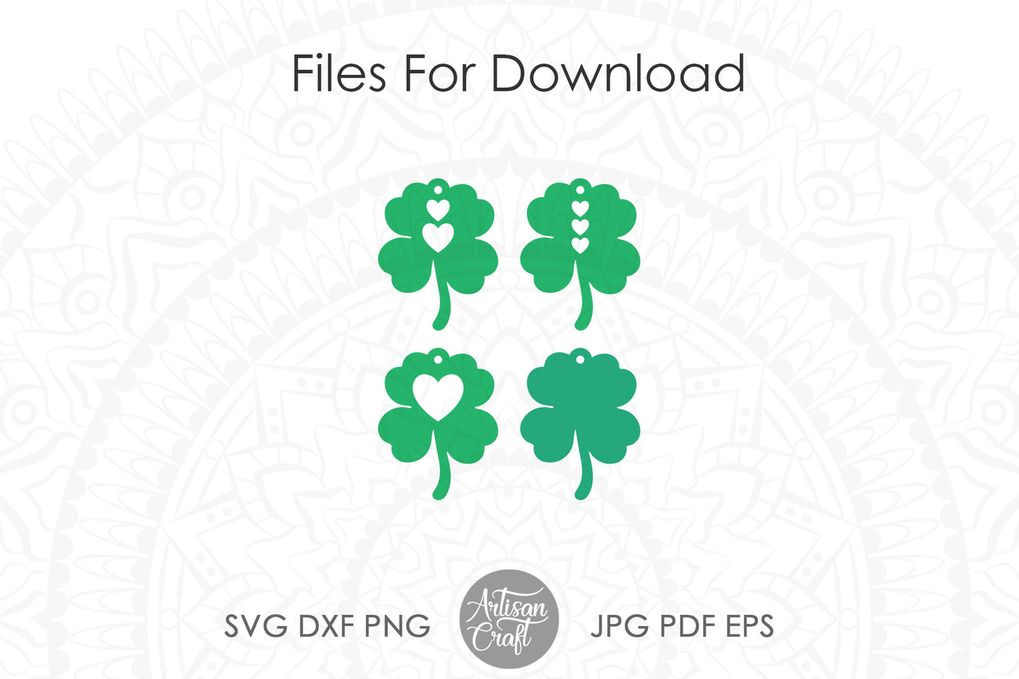 Four Leaf Clover Earrings SVG for St Patrick's Day