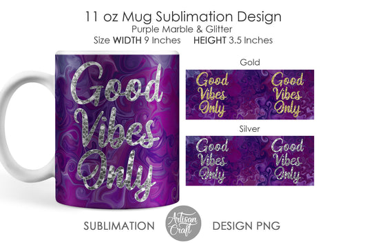 Good vibes only mug wrap for 11 oz
