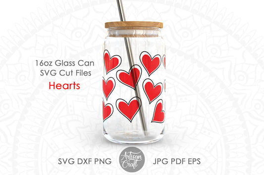 Heart Wrap SVG, 16oz can glass wraps SVG