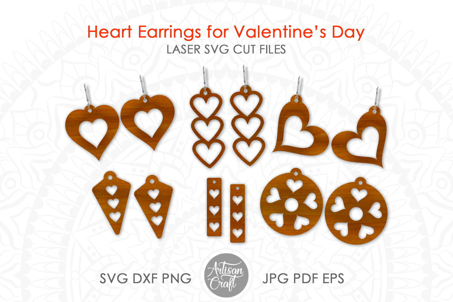 Valentine Earrings SVG for laser cutting