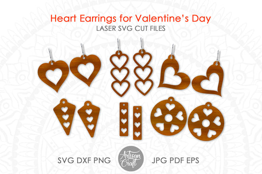Valentine Earrings SVG for laser cutting
