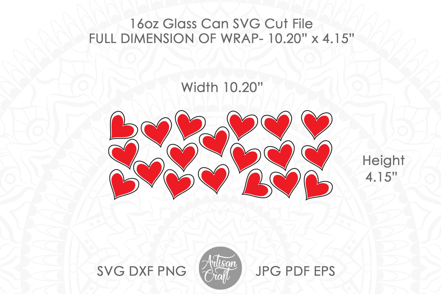Heart Wrap SVG, 16oz can glass wraps SVG