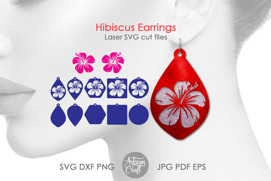 Hibiscus Earrings SVG for laser cutting