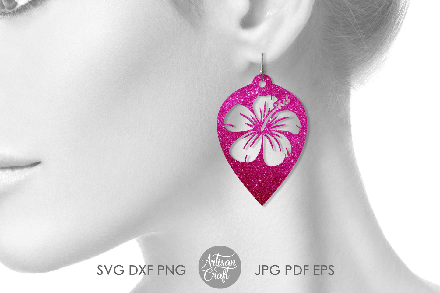 Hibiscus Earrings SVG for laser cutting