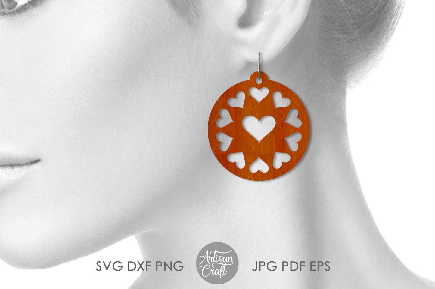 Heart earrings SVG for laser cutting