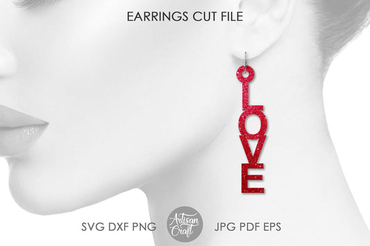 FREE SVG - Love Earrings, Laser Cut File