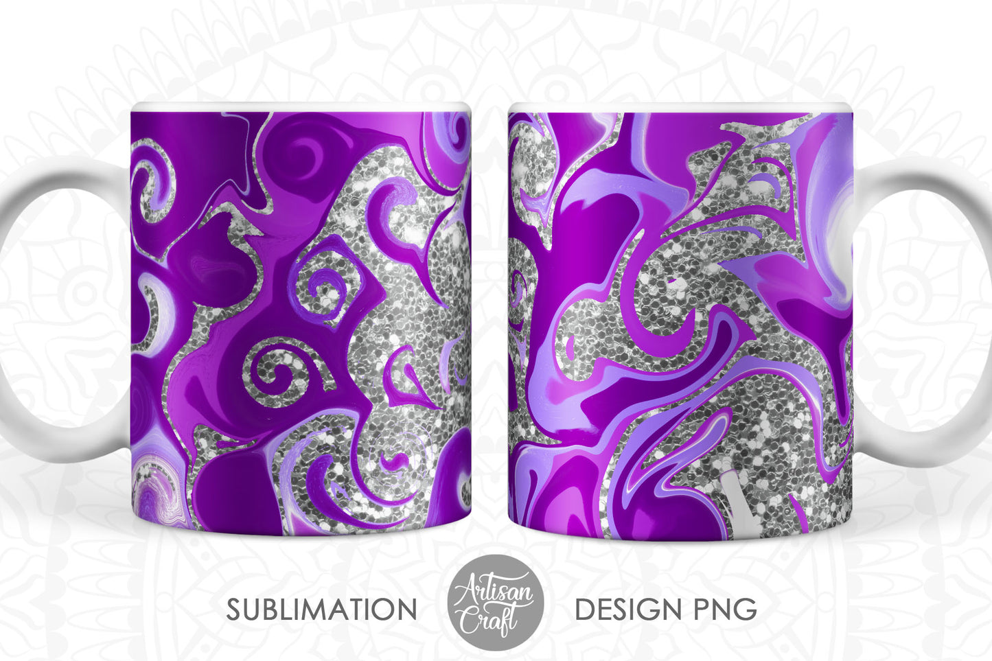 Sublimation 11oz Mug Templates fluid art