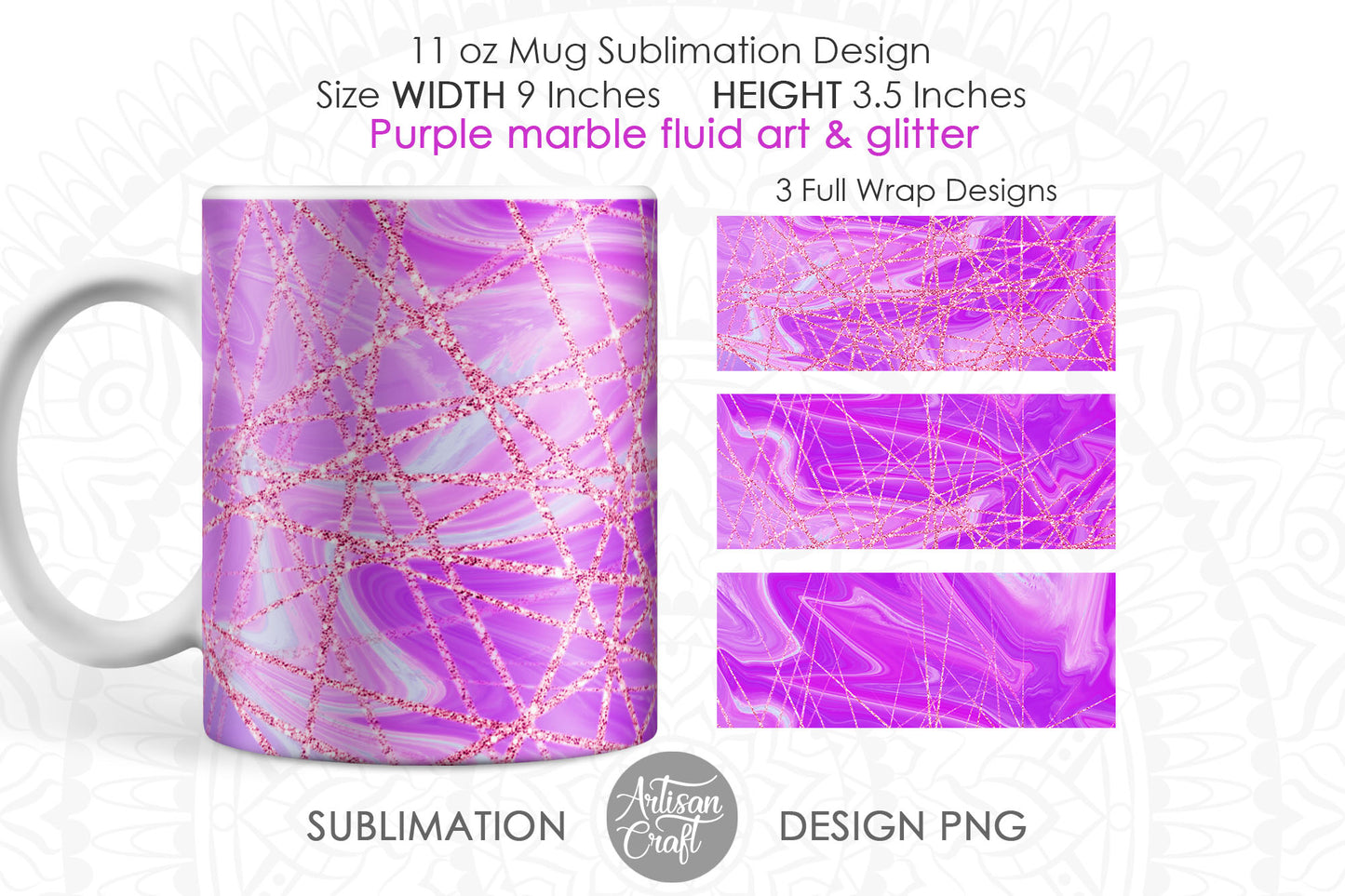 Mug sublimation design with pupal fluid art