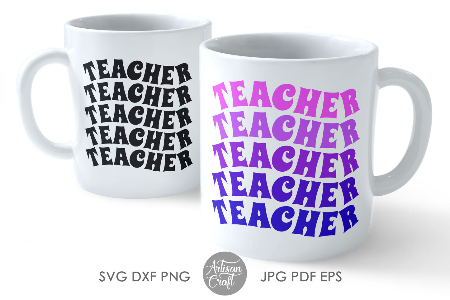 Retro teacher SVG with wavy letters