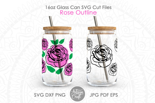 Rose Can Glass SVG showing rose outline