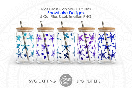 Snowflake Can Glass Wrap, SVG bundle