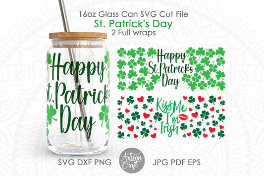 Can Glass SVG wrap for St Patricks Day