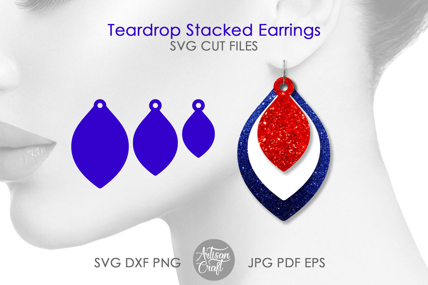 Stacked Teardrop Earrings SVG files