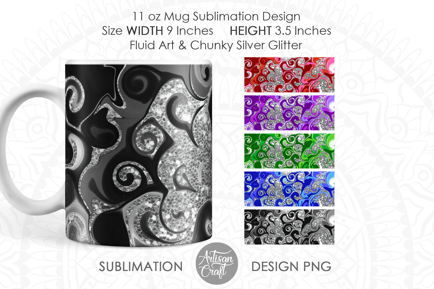 Sublimation 11oz Mug Templates fluid art
