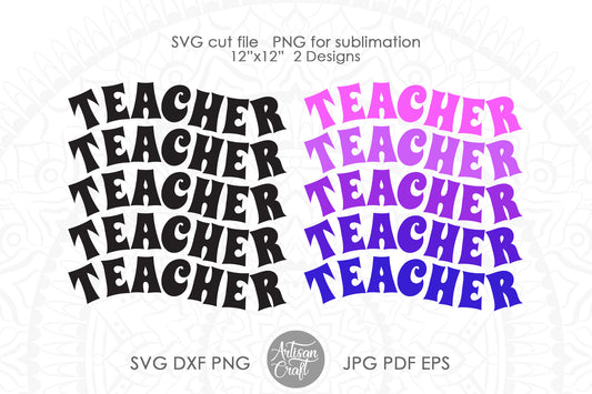 Retro teacher SVG with wavy letters