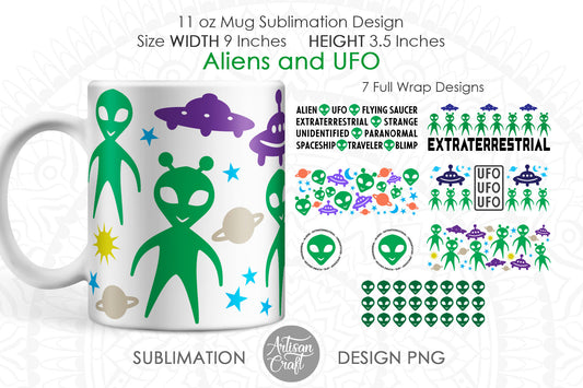 Alien mug sublimation designs for 11oz