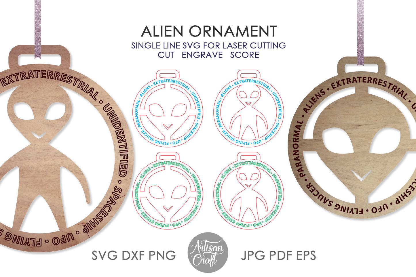 Alien ornament SVG cut file for laser