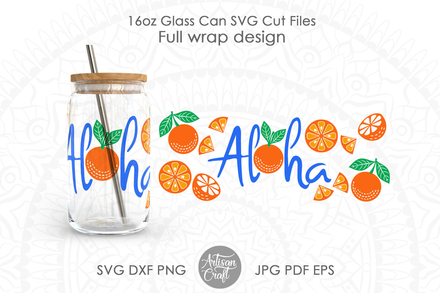 Summer can glass SVG showing oranges