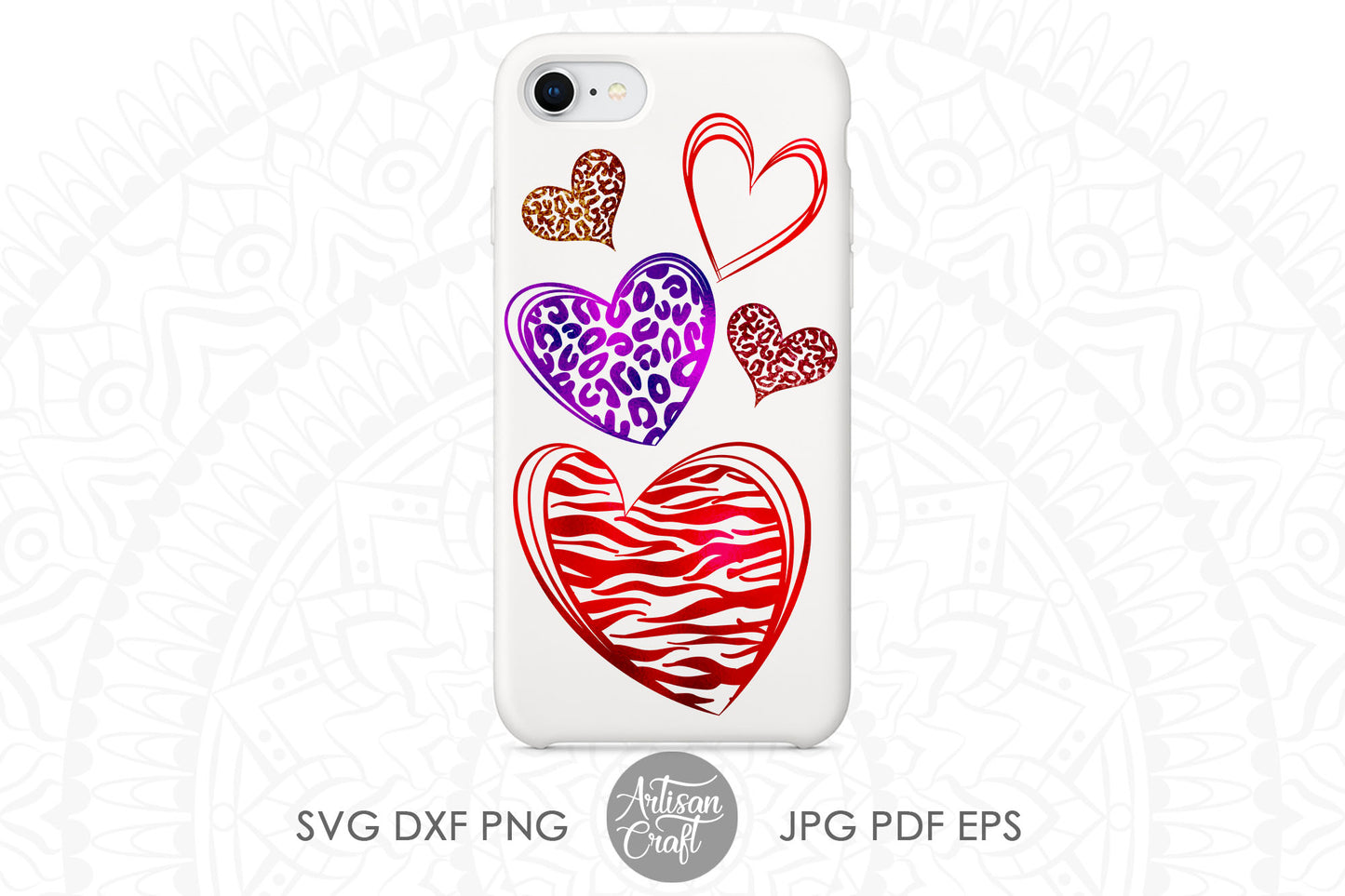 Leopard and animal print hearts SVG