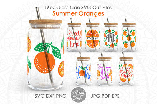 Summer can glass SVG showing oranges